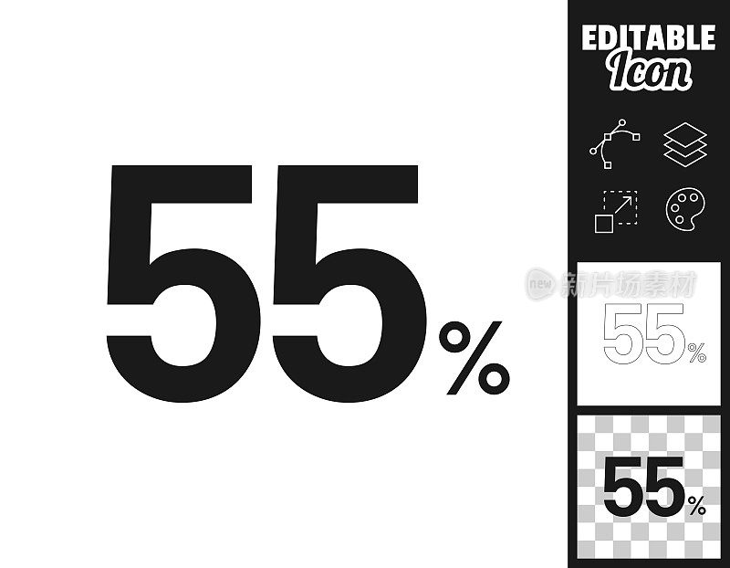 55% - 55%。图标设计。轻松地编辑